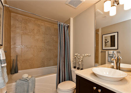 Bathroom in Nanaimo condo development, Clearview at Regency Vista