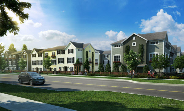 Exterior of La Rue townhomes for sale in Surrey