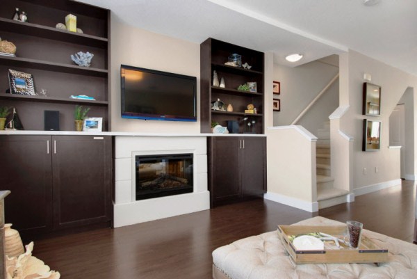 Living room in Pier 16 townhouse development