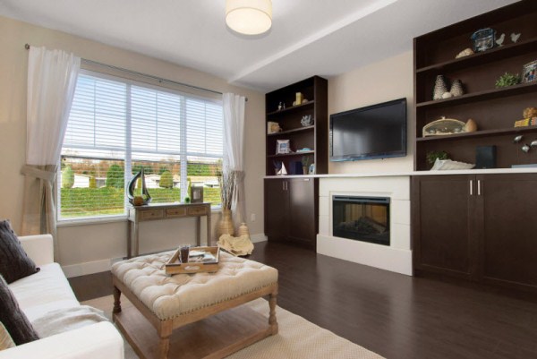 Living room in Pier 16 townhouse development